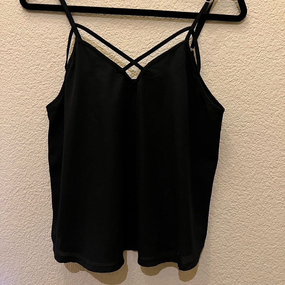 Brandy Melville | Black Flowy Crisscross Tank Top